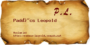 Padács Leopold névjegykártya